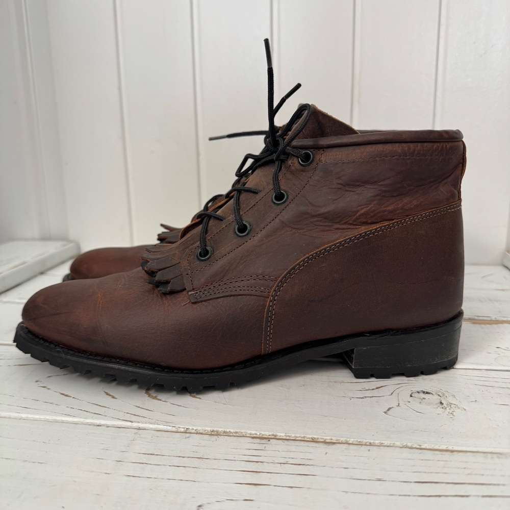 Well Made Wrangler Brown Leather Roper Ankle Boots Size 10